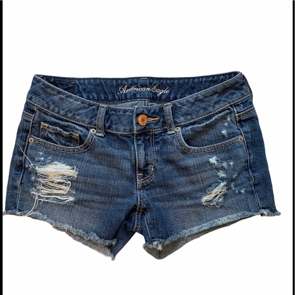 American Eagle Distressed Cotton Jean Shorts - Picture 3 of 7